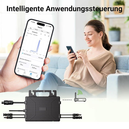 Balkonowa elektrownia 800 W z elastycznym zestawem solarnym: 4 x 200 W elastyczne panele słoneczne i falownik 800 W, plug and play z 5 m kablem AC
