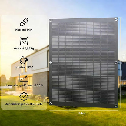 Balkonowa elektrownia 800 W z elastycznym zestawem solarnym: 4 x 200 W elastyczne panele słoneczne i falownik 800 W, plug and play z 5 m kablem AC