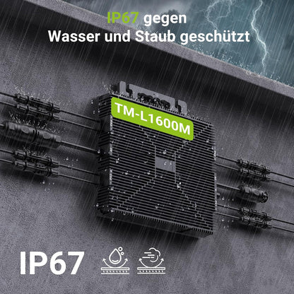 Mikroinwerter 1600 W, balkonowa stacja zasilania z WiFi, Plug & Play, sterowanie aplikacją, kabel AC 5 m, inwerter PV
