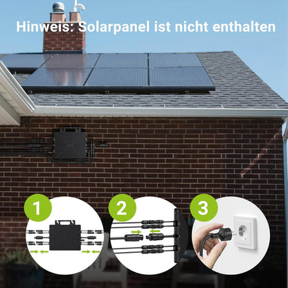 Mikroinwerter 1600 W, balkonowa stacja zasilania z WiFi, Plug & Play, sterowanie aplikacją, kabel AC 5 m, inwerter PV