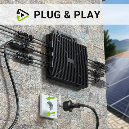Mikroinwerter 1600 W, balkonowa stacja zasilania z WiFi, Plug & Play, sterowanie aplikacją, kabel AC 5 m, inwerter PV