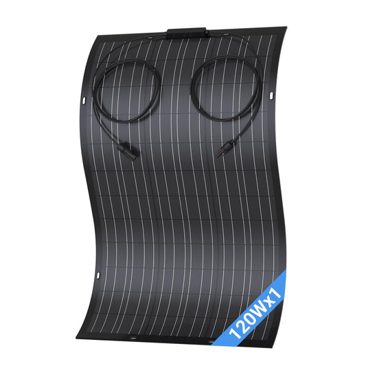 120 W elastyczny panel słoneczny, 1 x 120 W balkonowy monokrystaliczny elastyczny moduł solarny IP67, ogniwo fotowoltaiczne off-grid do kampera, samochodu, szopy, dachu, łodzi