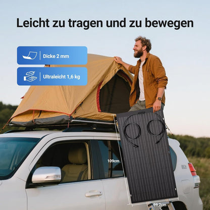 120 W elastyczny panel słoneczny, 1 x 120 W balkonowy monokrystaliczny elastyczny moduł solarny IP67, ogniwo fotowoltaiczne off-grid do kampera, samochodu, szopy, dachu, łodzi