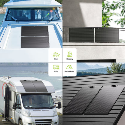 Elastyczny zestaw paneli słonecznych 240 W, 2 x 120 W elastyczny moduł fotowoltaiczny, IP67 na balkon, do kampera, auta, szopy, dachu, łodzi, off-grid