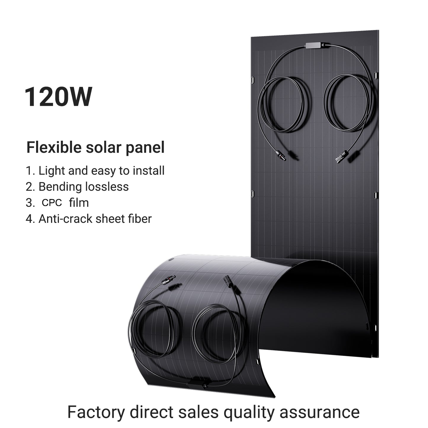 Elastyczny zestaw paneli słonecznych 240 W, 2 x 120 W elastyczny moduł fotowoltaiczny, IP67 na balkon, do kampera, auta, szopy, dachu, łodzi, off-grid
