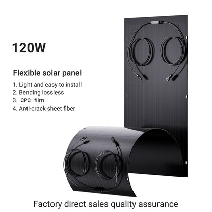 Elastyczny zestaw paneli słonecznych 240 W, 2 x 120 W elastyczny moduł fotowoltaiczny, IP67 na balkon, do kampera, auta, szopy, dachu, łodzi, off-grid