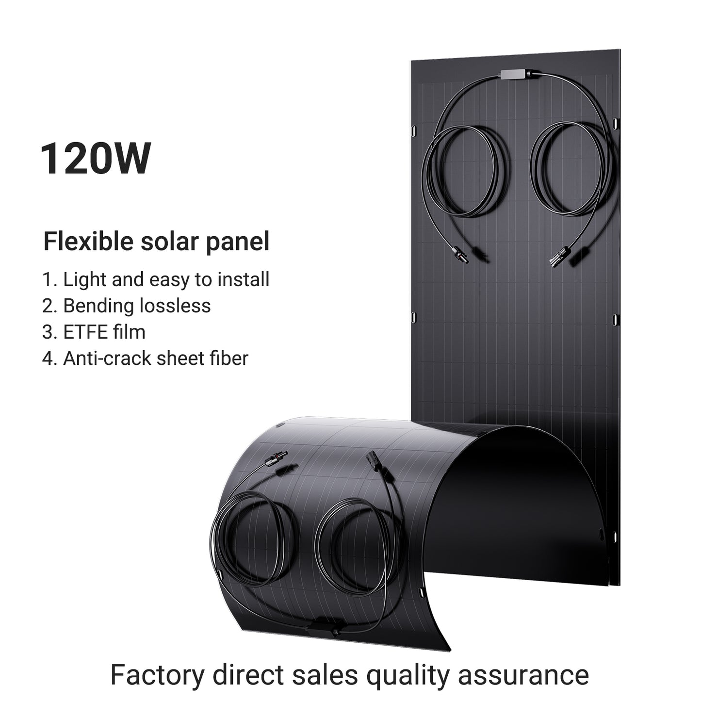 Elastyczny zestaw paneli słonecznych 240 W, 2 x 120 W elastyczny moduł fotowoltaiczny, IP67 na balkon, do kampera, auta, szopy, dachu, łodzi, off-grid