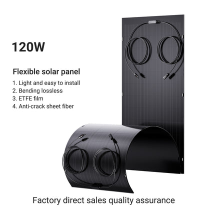 Elastyczny zestaw paneli słonecznych 240 W, 2 x 120 W elastyczny moduł fotowoltaiczny, IP67 na balkon, do kampera, auta, szopy, dachu, łodzi, off-grid