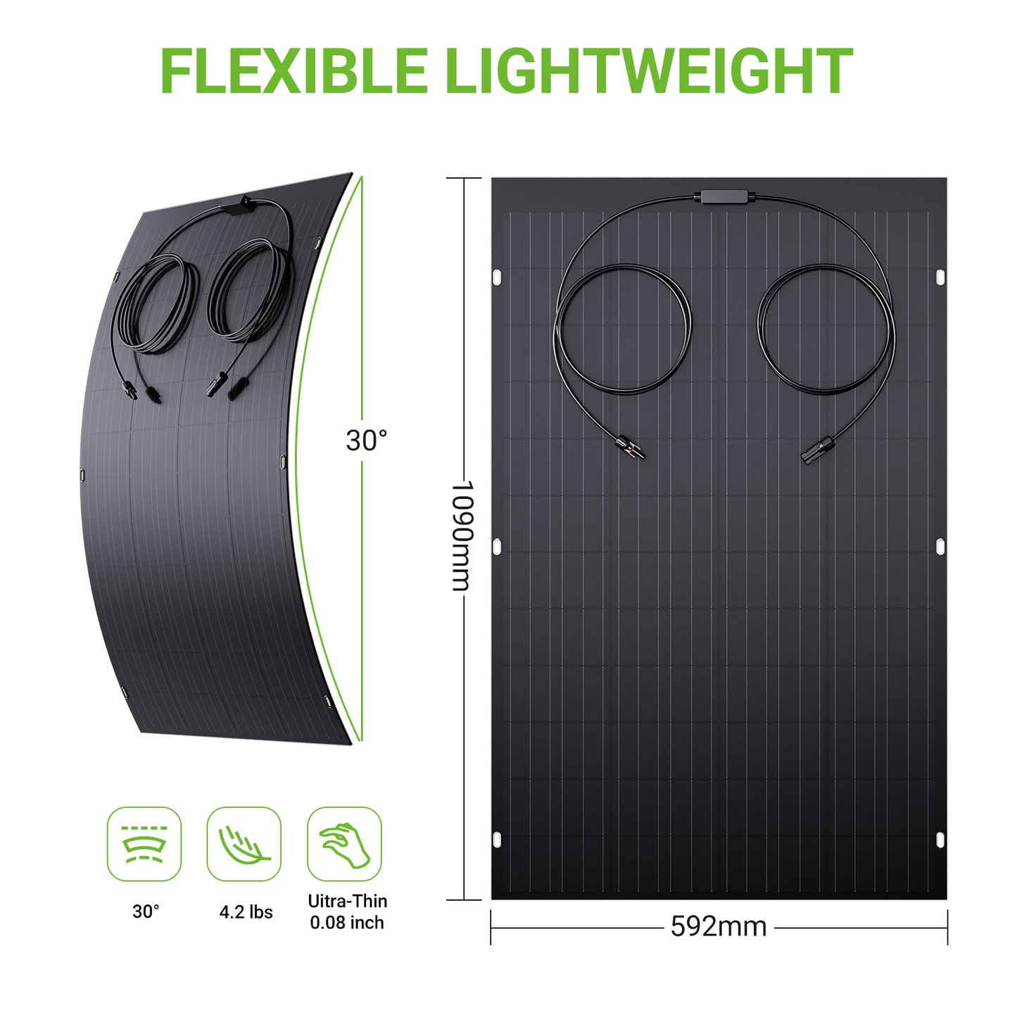 Elastyczny zestaw paneli słonecznych 240 W, 2 x 120 W elastyczny moduł fotowoltaiczny, IP67 na balkon, do kampera, auta, szopy, dachu, łodzi, off-grid