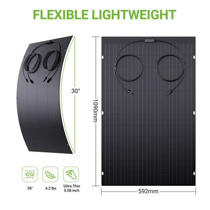 Elastyczny zestaw paneli słonecznych 240 W, 2 x 120 W elastyczny moduł fotowoltaiczny, IP67 na balkon, do kampera, auta, szopy, dachu, łodzi, off-grid