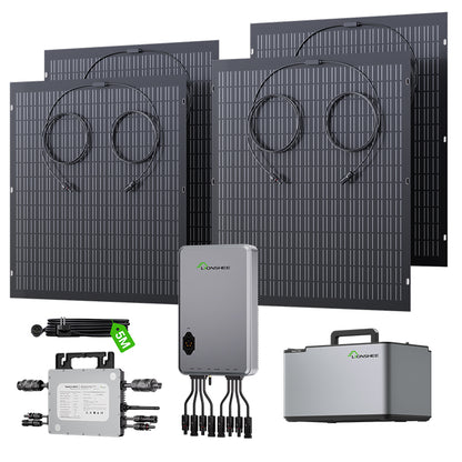 Balkonowa elektrownia 800 W, elastyczny zestaw solarny z 4 panelami słonecznymi 200 W, falownikiem 800 W, inteligentnym hubem 1600 W i skrzynką zasilającą 1024 Wh
