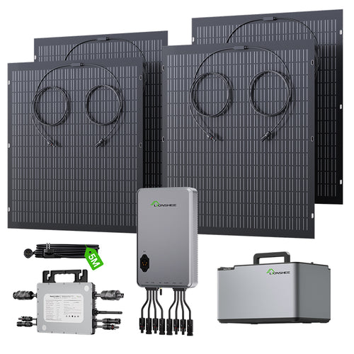 Balkonowa elektrownia 800 W, elastyczny zestaw solarny z 4 panelami słonecznymi 200 W, falownikiem 800 W, inteligentnym hubem 1600 W i skrzynką zasilającą 1024 Wh