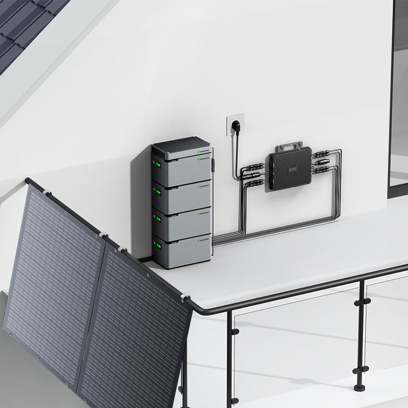 Balcony Power Station 800W Flexible Solar Kit With 4 x 200 W Solar Panel & Inverter 800W,Smart Hub &4 X 1024WH Power Box