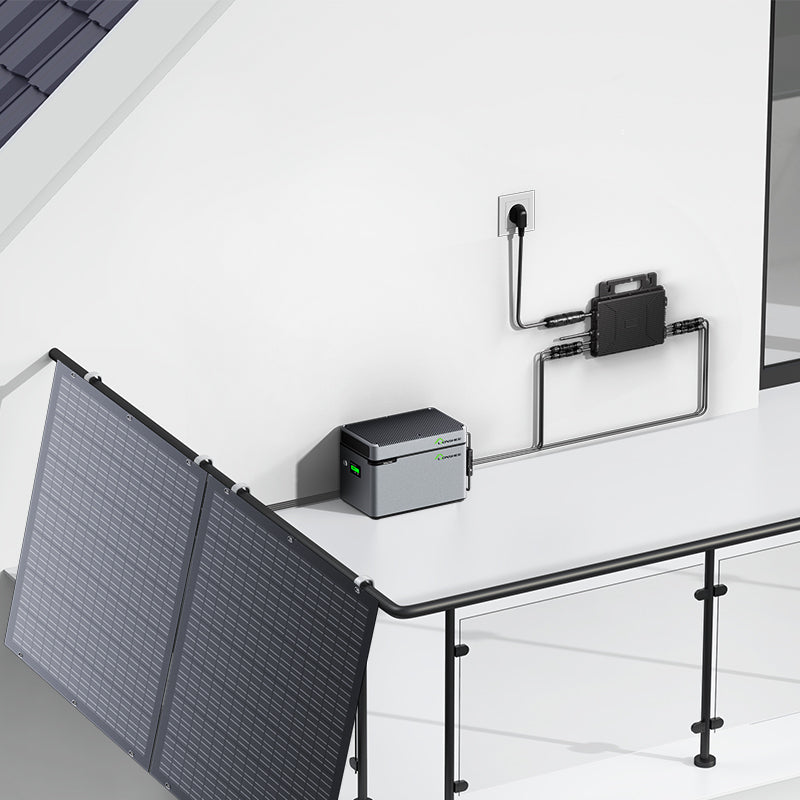 Balkonowa elektrownia 800 W, elastyczny zestaw solarny z 4 panelami słonecznymi 200 W, falownikiem 800 W, inteligentnym hubem 1600 W i skrzynką zasilającą 1024 Wh