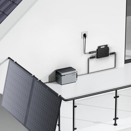 Balkonowa elektrownia 800 W, elastyczny zestaw solarny z 4 panelami słonecznymi 200 W, falownikiem 800 W, inteligentnym hubem 1600 W i skrzynką zasilającą 1024 Wh