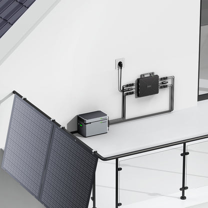 Balkonowa elektrownia 800 W, elastyczny zestaw solarny z 4 panelami słonecznymi 200 W, falownikiem 800 W, inteligentnym hubem 1600 W i skrzynką zasilającą 1024 Wh