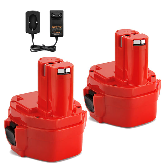 SHENTEC 2x 9.6V Battery + Charger Kit For Makita PA09 9120 9122 6203D 6207D 6222D 9100