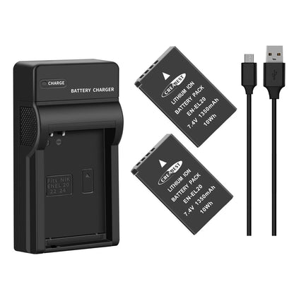 2x 1350mAh EN-EL20 EN-EL20a Akumulator do Nikon Coolpix P950 P1000 J1 J2 + Ładowarka
