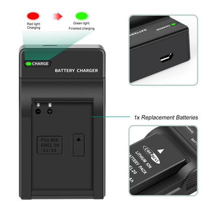 2x 1350mAh EN-EL20 EN-EL20a Akumulator do Nikon Coolpix P950 P1000 J1 J2 + Ładowarka
