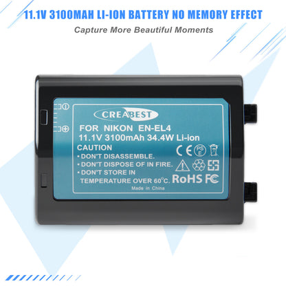3100mAh Akumulator EN-EL4 do Nikon EN-EL4e F6 D2X D2Xs D2H D2Hs D3 D3S D3X EN-EL4a