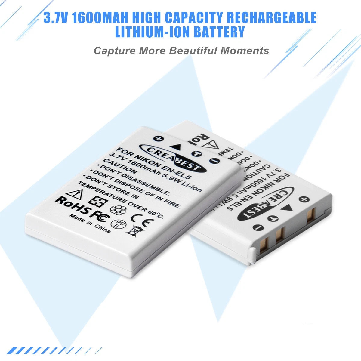 2x baterie EN-EL5 1600mAh + podwójna ładowarka do Nikon Coolpix P520 P100 P510