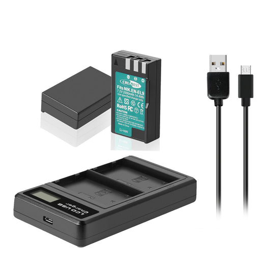 2x akumulator EN-EL9 2.0Ah + ładowarka do Nikon EN-EL9a D40X DSLR D3000 D5000 D60 D40