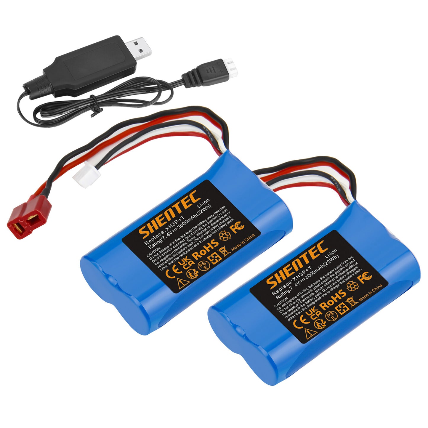 SHENTEC 7.4V 3.0Ah akumulator Li-ion z wtyczką XH3P+T do samochodów RC WLtoys 12401 12402 12403