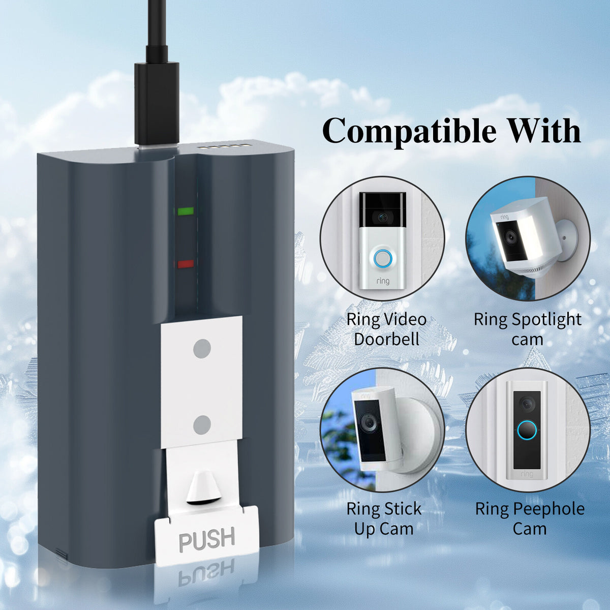 SHENTEC 6.4Ah V4 Akumulator Ładowalny Do Ring Video Doorbell 2, 3, 4, Spotlight, Stick Up