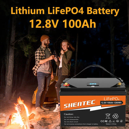 SHENTEC 12 V 100 Ah Akumulator LiFePO4 z Wyświetlaczem LED i Wbudowanym BMS 100 A do Zasilania Awaryjnego