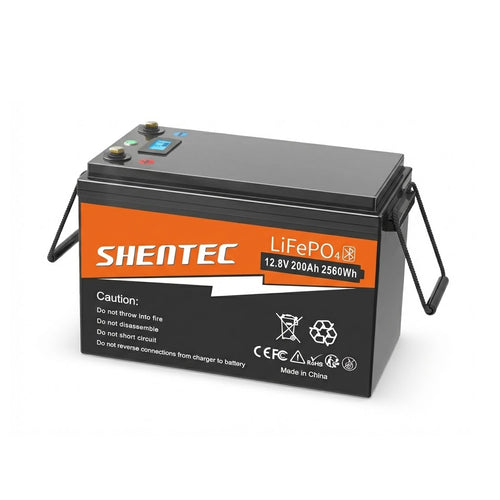 SHENTEC 12V 200Ah Akumulator Litowy LiFePO4 Do Łodzi I Kampera 6000+ Cykli