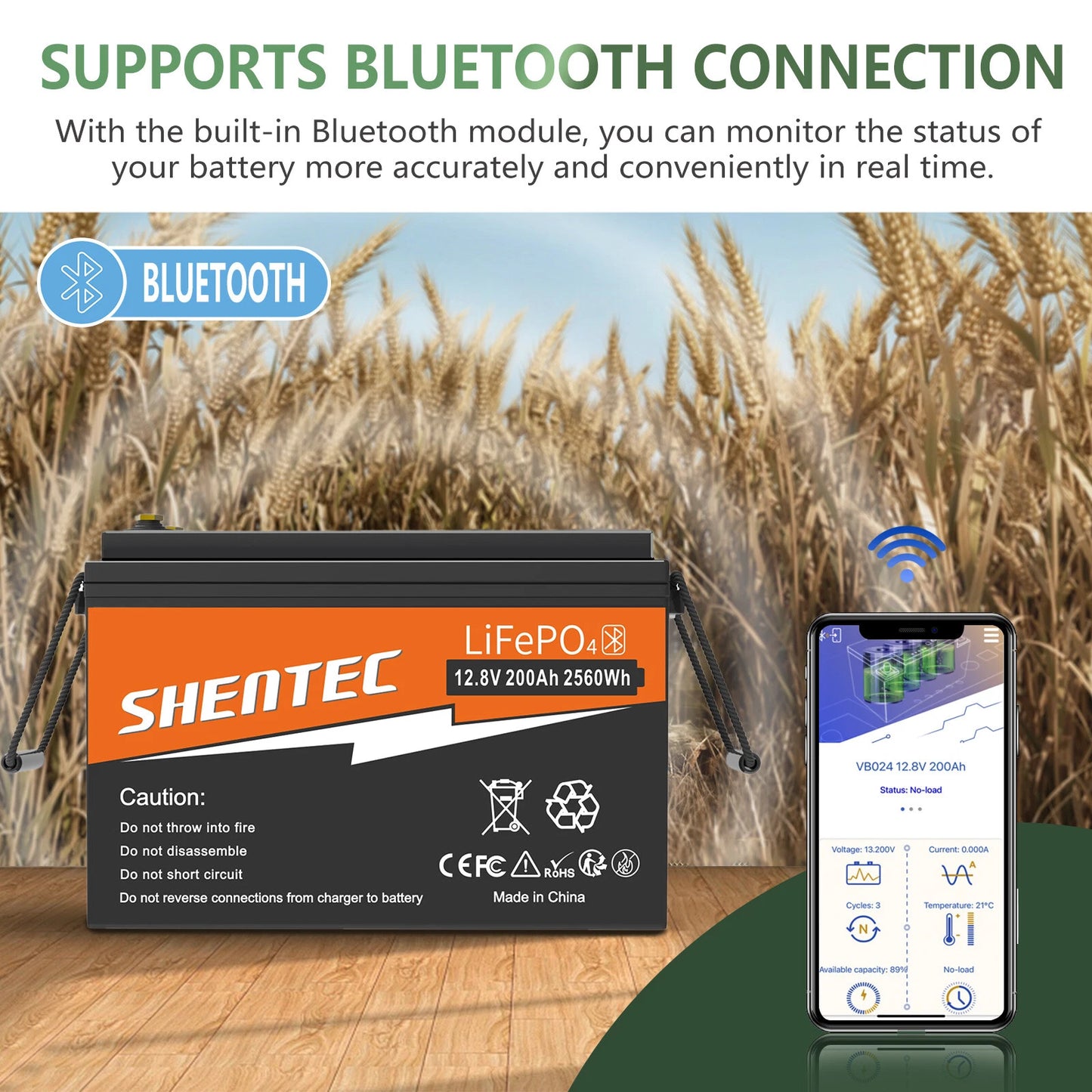 SHENTEC 12V 200Ah Akumulator Litowy LiFePO4 Do Łodzi I Kampera 6000+ Cykli