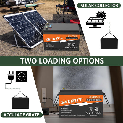 SHENTEC 12V 200Ah Akumulator Litowy LiFePO4 Do Łodzi I Kampera 6000+ Cykli