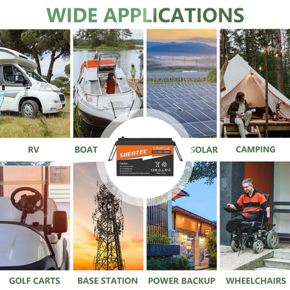 SHENTEC 12V 200Ah Akumulator Litowy LiFePO4 Do Łodzi I Kampera 6000+ Cykli