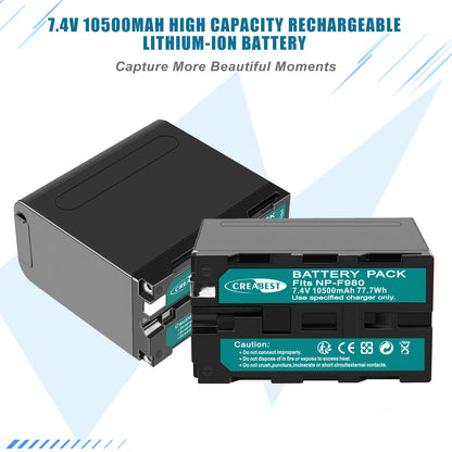 2X 7.4V NP-F970 10500mAh Battery For Sony NP-F930 F950 NP-F530 F960 NP-F990