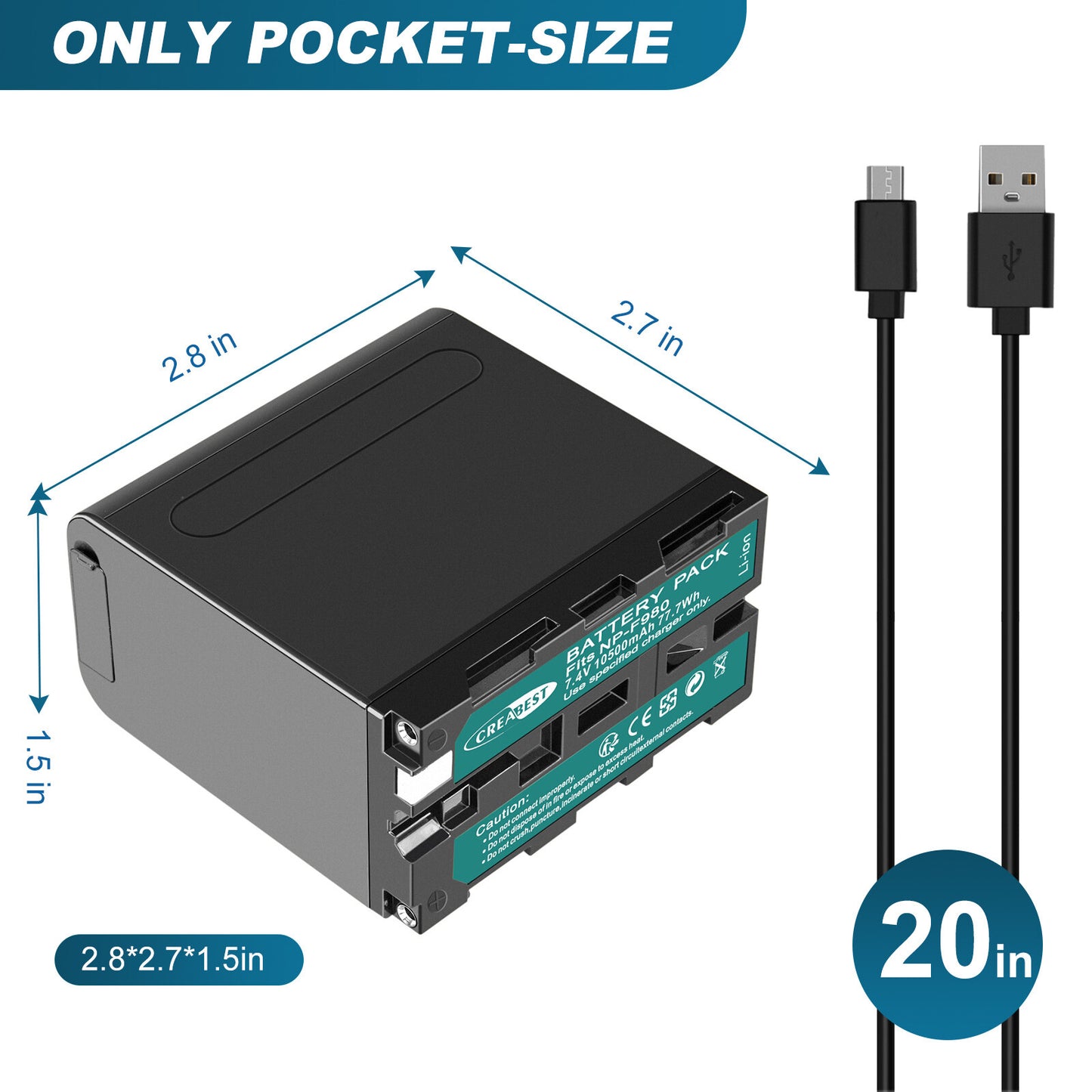 2X 7.4V NP-F970 10500mAh Battery For Sony NP-F930 F950 NP-F530 F960 NP-F990