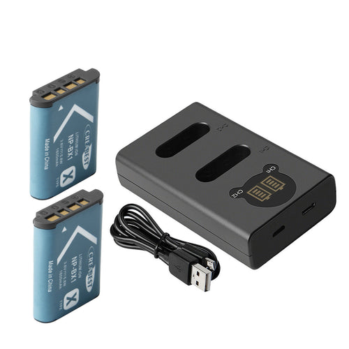 SHENTEC Zestaw 2 Akumulatorów NP-BX1 Do Sony DSC-RX100, HX300, H400, WX350, WX400, HX50V, HX60