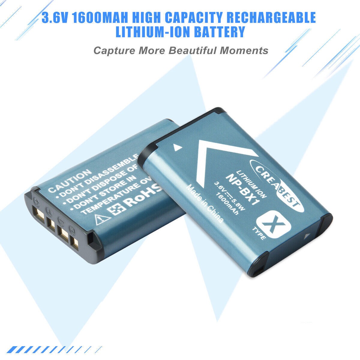 SHENTEC Zestaw 2 Akumulatorów NP-BX1 Do Sony DSC-RX100, HX300, H400, WX350, WX400, HX50V, HX60