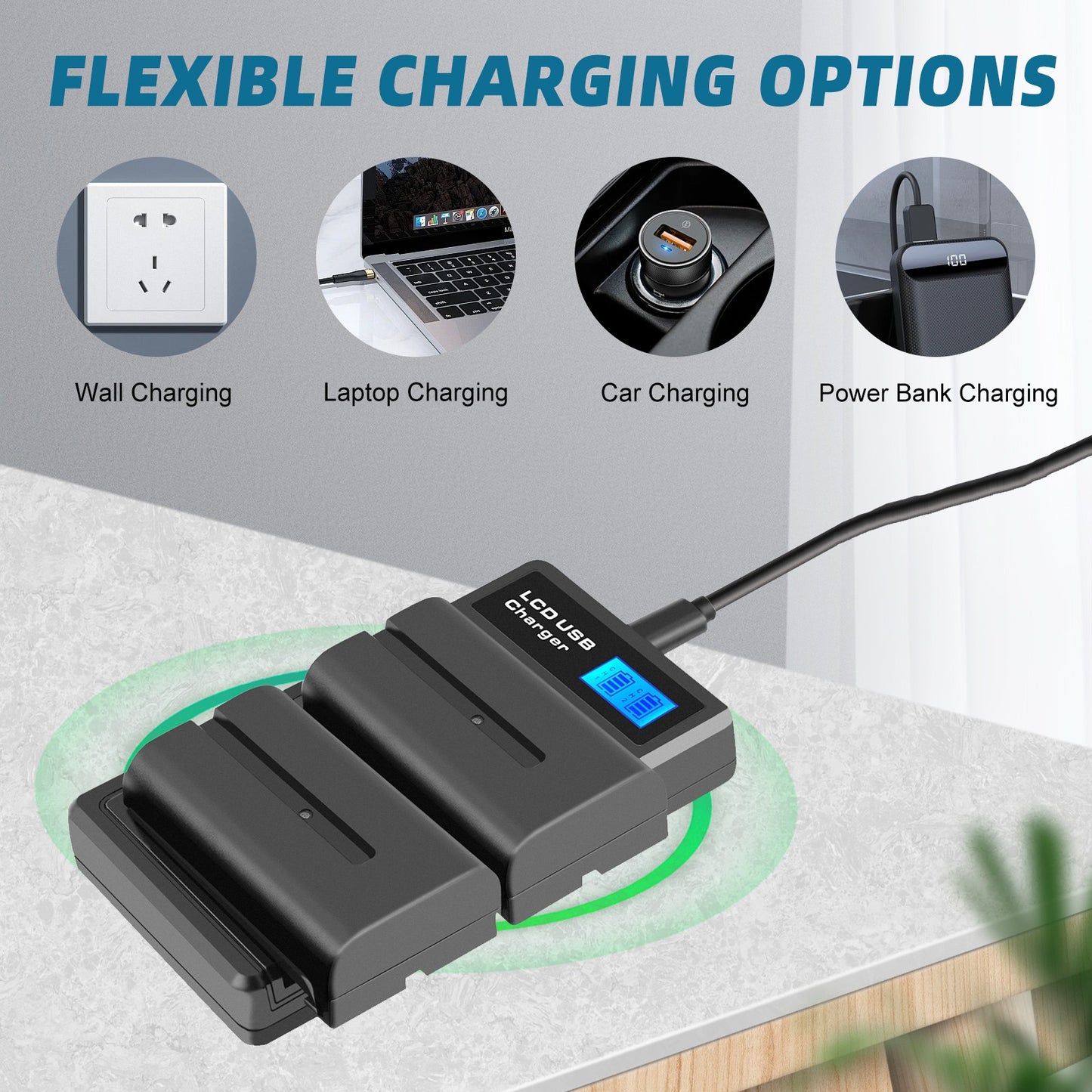 Zestaw 2 baterii 7.2V NP-F550 + podwójna ładowarka do SONY NP-F970 NP-F960 F990 F950 F530 F330