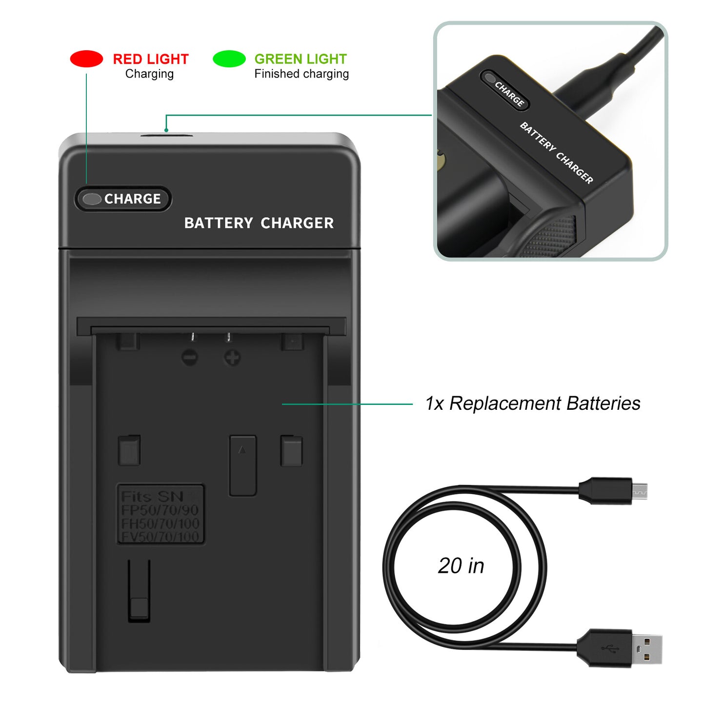 2x NP-FP50,NP-FP51 7.4V Bateria+Ładowarka Dla Sony NP-FH40 NP-FH50 NP-FH60 NP-FH70