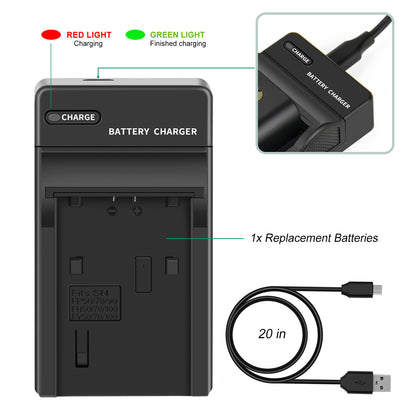 2x NP-FP50,NP-FP51 7.4V Bateria+Ładowarka Dla Sony NP-FH40 NP-FH50 NP-FH60 NP-FH70