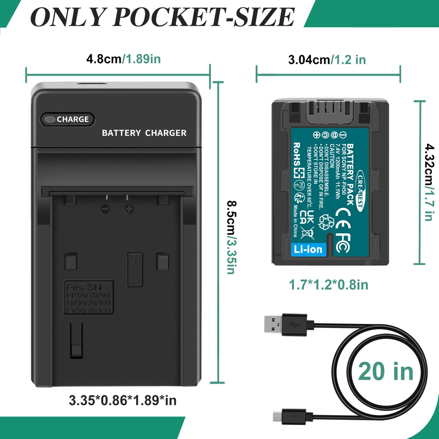 2x NP-FP50,NP-FP51 7.4V Bateria+Ładowarka Dla Sony NP-FH40 NP-FH50 NP-FH60 NP-FH70