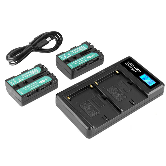 SHENTEC 2x Akumulatory NP-FM500H +Ładowarka do Sony Alpha DSLR/SLT A57 A68 A58 A300K/N A100