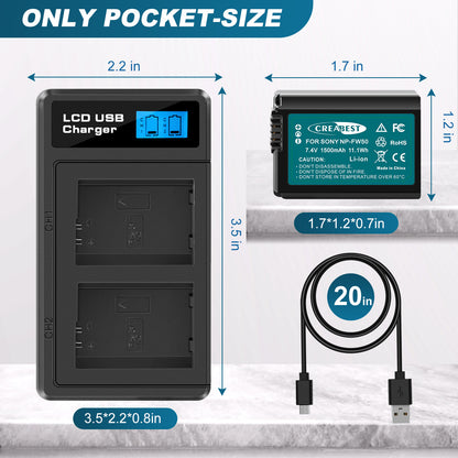 2X Akumulatory NP-FW50 I Szybka Ładowarka Do Sony A6500 A6000 A7R A7RII A7S A7II RX10