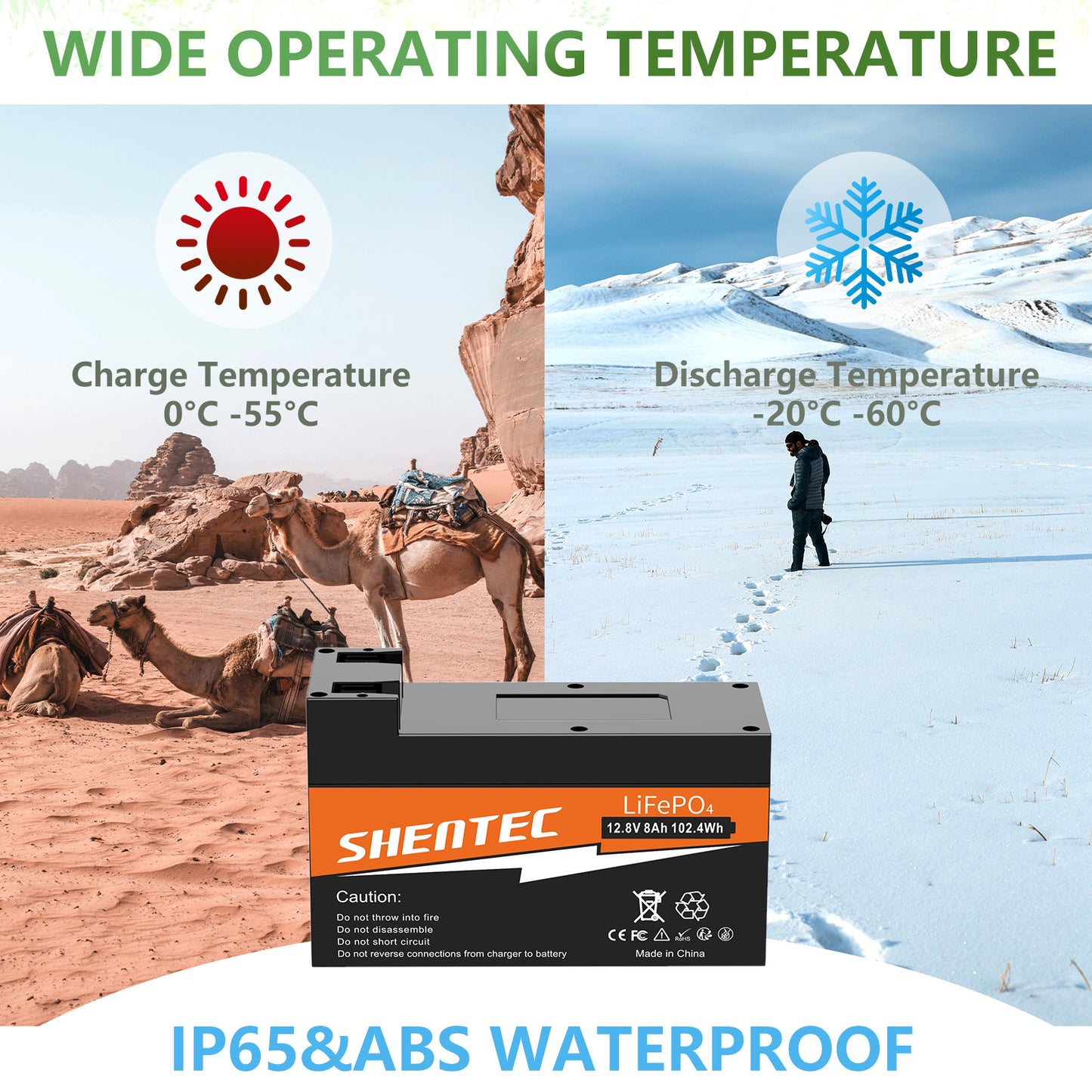Akumulator SHENTEC 8Ah 12.8V LiFePO4 z BMS do łodzi, kampera, systemów solarnych, przyczep kempingowych, camperów off-grid i wózków golfowych