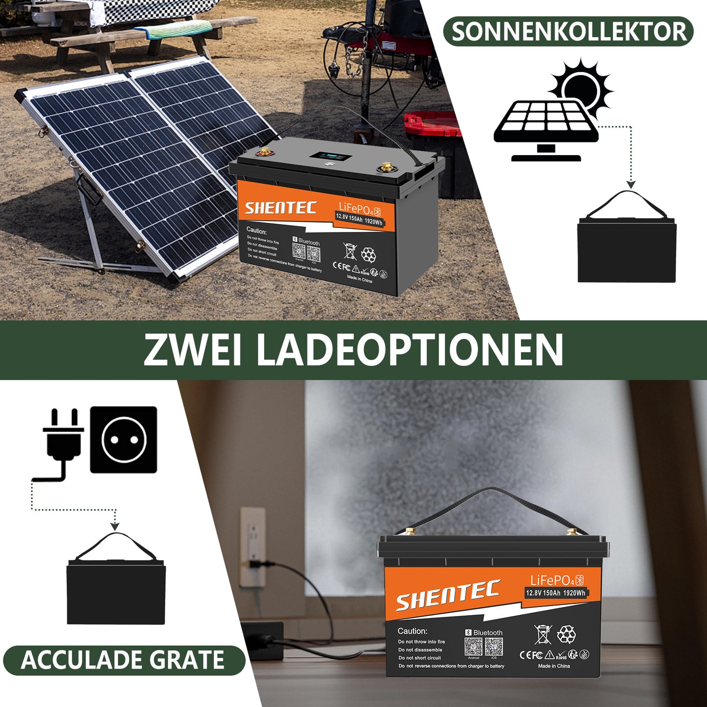 Akumulator LiFePO4 SHENTEC 12/24V 100/150/200/300Ah z BMS do instalacji solarnej, łodzi, off-grid i RV