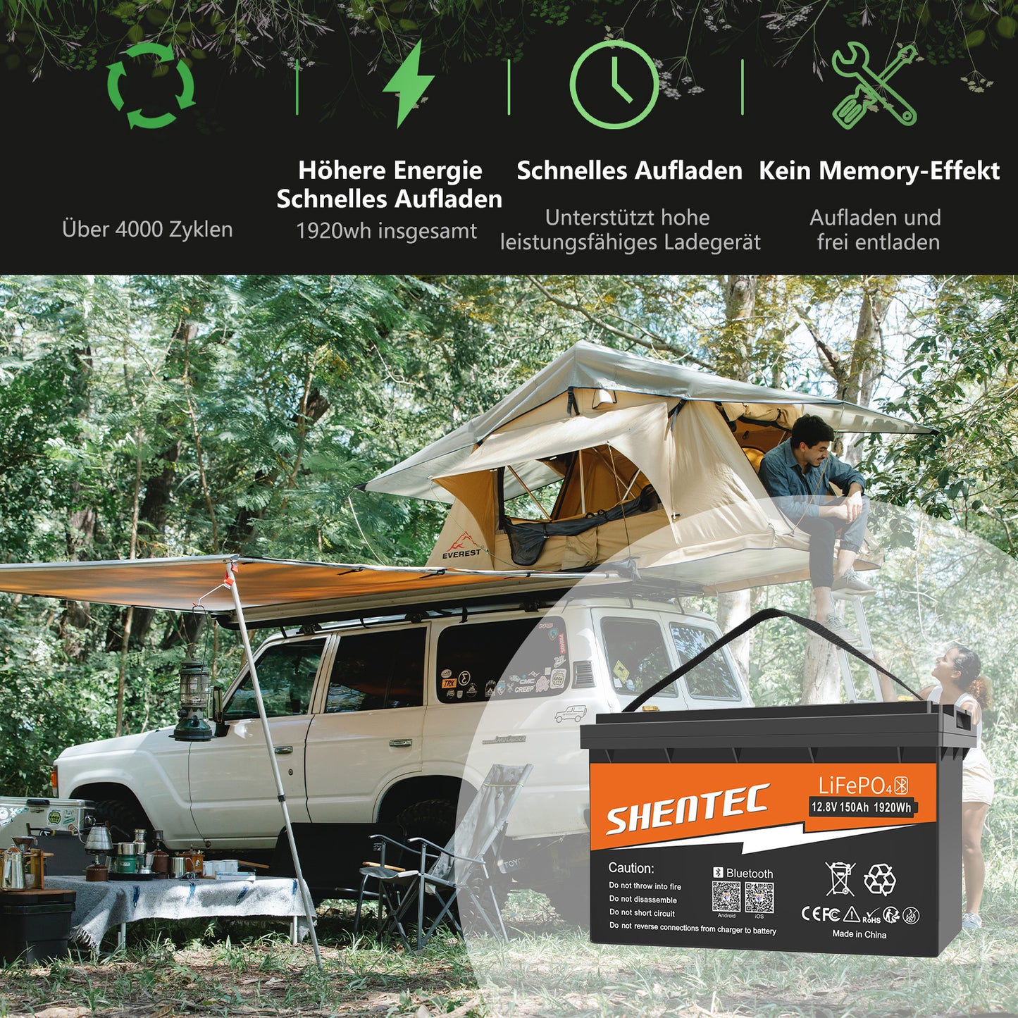 Akumulator LiFePO4 SHENTEC 12/24V 100/150/200/300Ah z BMS do instalacji solarnej, łodzi, off-grid i RV