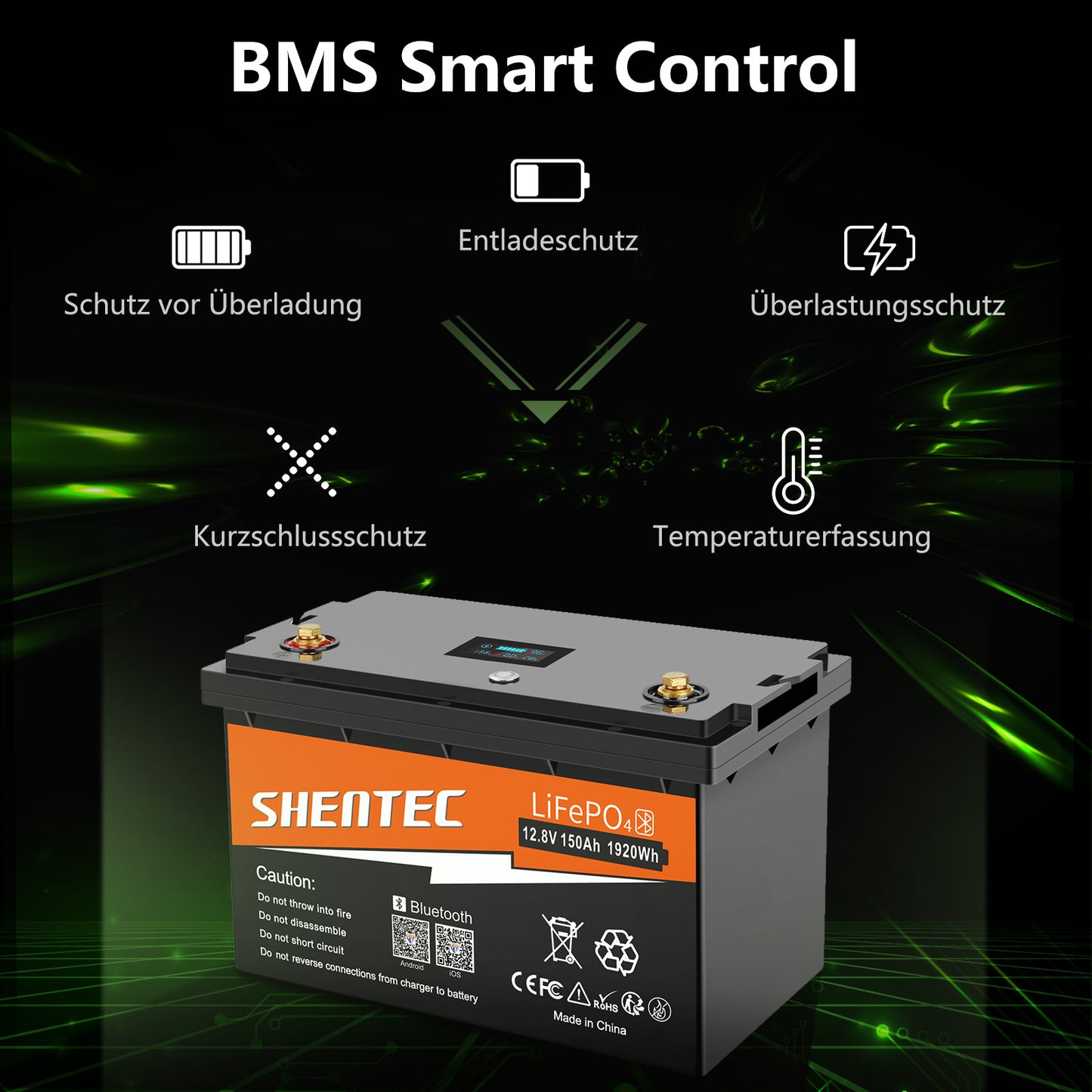 Akumulator LiFePO4 SHENTEC 12/24V 100/150/200/300Ah z BMS do instalacji solarnej, łodzi, off-grid i RV
