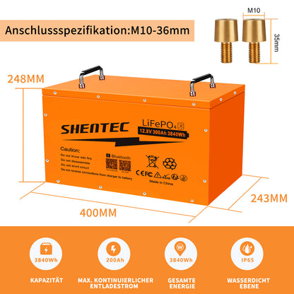 Akumulator LiFePO4 SHENTEC 12/24V 100/150/200/300Ah z BMS do instalacji solarnej, łodzi, off-grid i RV