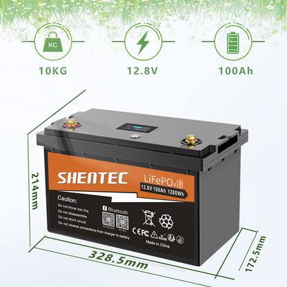 Akumulator LiFePO4 SHENTEC 12/24V 100/150/200/300Ah z BMS do instalacji solarnej, łodzi, off-grid i RV