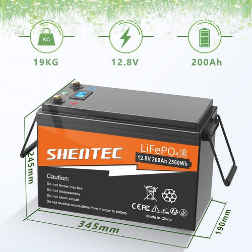Akumulator LiFePO4 SHENTEC 12/24V 100/150/200/300Ah z BMS do instalacji solarnej, łodzi, off-grid i RV